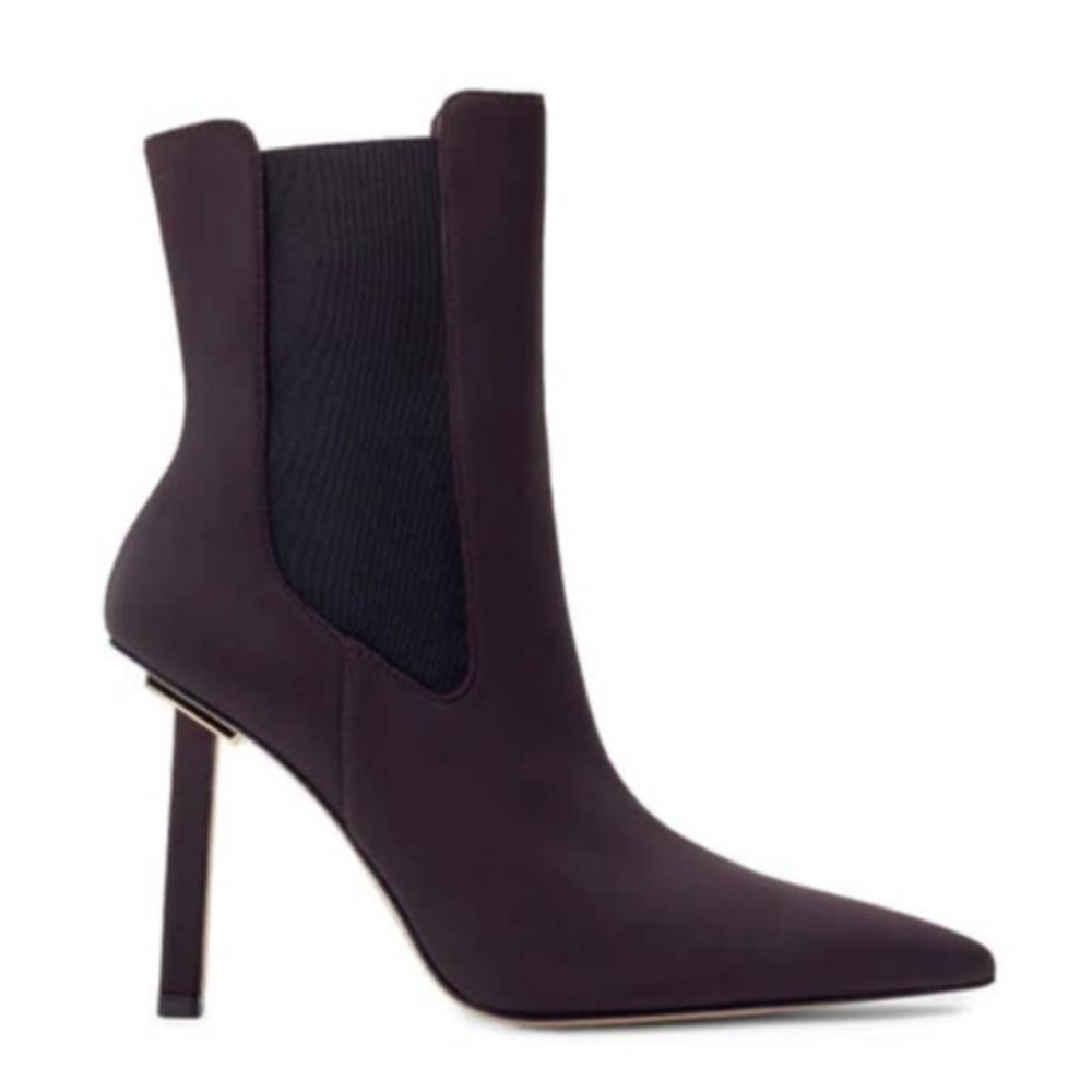 Good American Neoprene Pointed Toe Ankle Booties In Brown Size 7.5 New